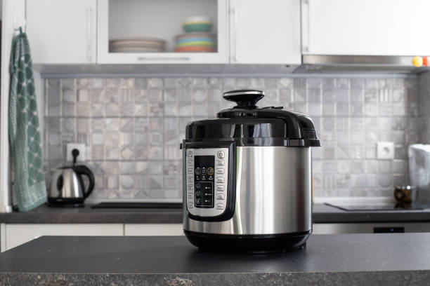 Instant Pot on a kitchen counter in front of a tiled backsplash, ready for deep cleaning and maintenance.